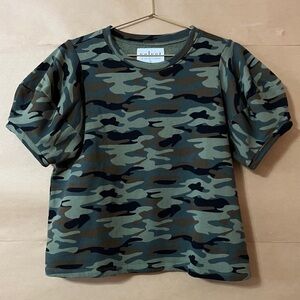 Anthropologie Camouflage Short Sleeve Tee in Green and Brown